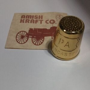 Brass Thimble with PA Lancaster Amish Co. Collectables